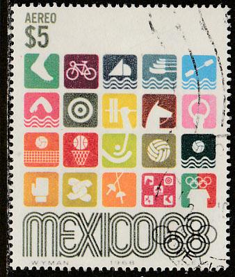 MEXICO C343, $5Pesos 1968 Olympics, Mexico City USED (1238)