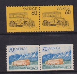Sweden  #990-991 MNH 1973 mail coach ,  postal autobus in pairs