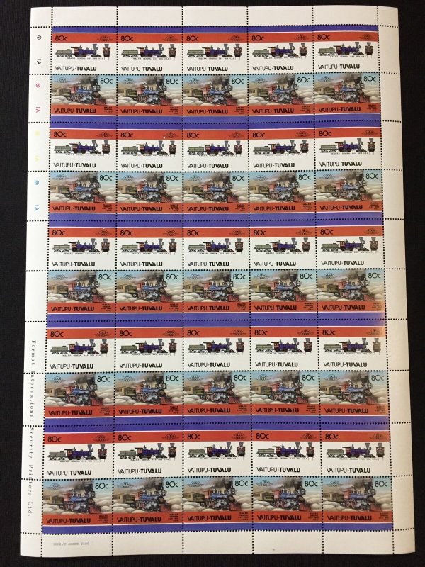 TUVALU TRAINS 400 Stamps Locomotives Sheets of 50 MNH x 8( BLK34 )