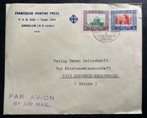 1946 Jerusalem TransJordan Printing Press Airmail Cover To Schoneck Switzerland