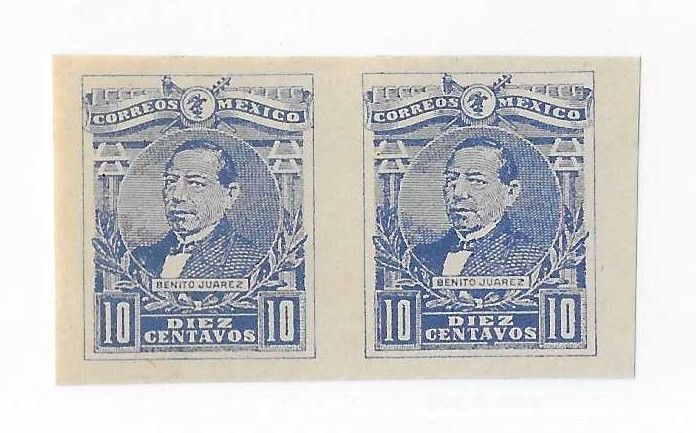 Mexico Sc #505  10c  blue imperf pair LH VF