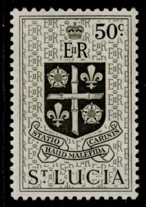 ST. LUCIA QEII SG182, 50c deep olive-green, NH MINT.