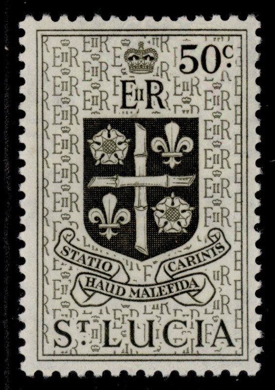 ST. LUCIA QEII SG182, 50c deep olive-green, NH MINT.