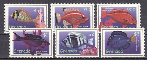 Grenada, Scott cat. 2958-2963. Various Fish issue.