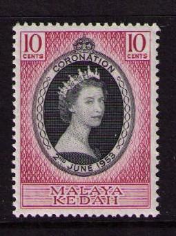 MALAYA KEDAH Sc# 82 MH FVF QEII Coronation 10c