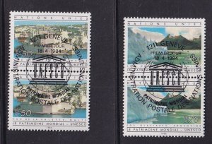 United Nations Geneva  #124-125 cancelled  1984 world heritage in pairs