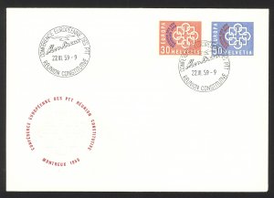 Switzerland Sc# 376-377 FDC 1959 6.22 Europa Overprint