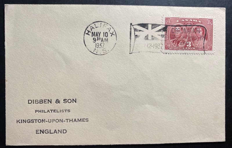 1937 Halifax Canada King George VI Coronation Cancel First Day Cover To England