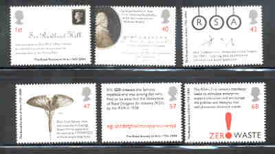 Great Britain Sc 2222-7 2004 Royal Soc of Arts stamp mint NH