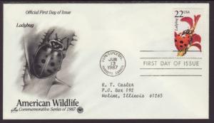 US Ladybug 1987 PCS Typed FDC BIN