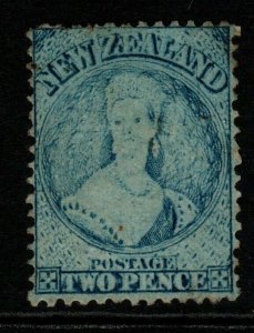 NEW ZEALAND SG113 1864 2d PALE BLUE p12½ MTD MINT 