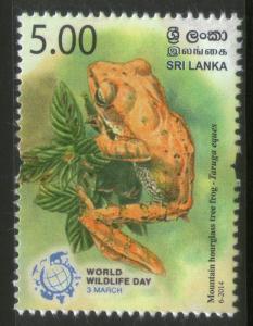 Sri Lanka 2014 Wildlife Day Mountain Bourglass Tree Frog Amphibian MNH # 4764