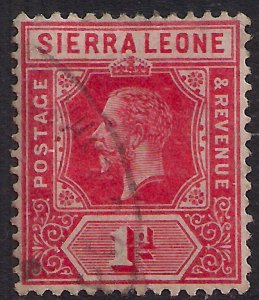 Sierra Leone 1912 – 21 KGV 1d Carmine Red used SG 113 Die 1 ( J793 ) 