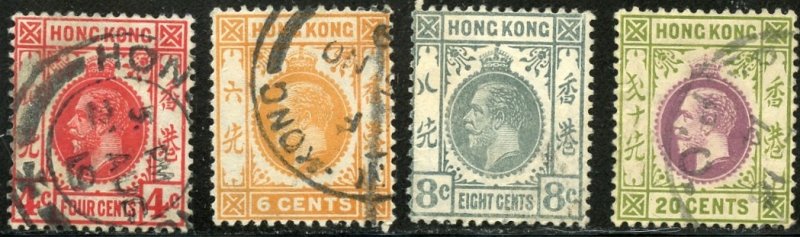Hong Kong Scott 110-13,116 UF-VFH - 1912 King George V - SCV $12.05