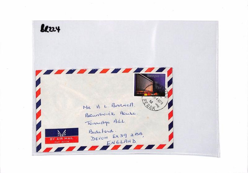 BR224 1975 MALAYSIA Superb *Sitiawan Perak* Commercial Air Mail Cover Bideford