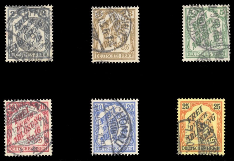 Germany #OL16-21 Cat$152.10, 1905 Officials for use in Berlin, set of six, used