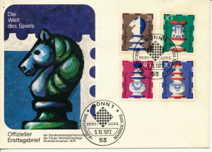 GERMANY 1972 CHESS STAMPS FDC