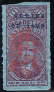 Springer TA61, Used, 10 Class A Cigarettes, red, 1898, USA  Revenue