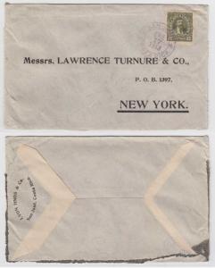 COSTA RICA 1913 Sc 74 SINGLE FRANKING ON COVER SAN JOSE TO NEW YORK, USA 