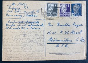 1953 Leipzig Germany Postal Stationery Postcard Cover To Milwaukee WI Usa