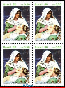 2046 BRAZIL 1986 MATERNITY BY HENRIQUE BERNARDELLI, ART, PAINTING, BLOCK MNH