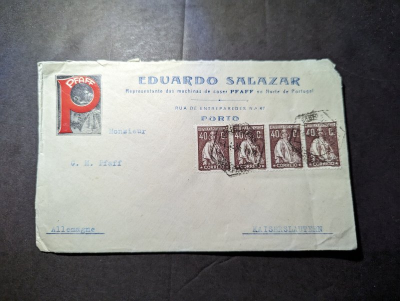 1934 Portugal Cover Porto to Kaiserslautern Germany G M Pfaff