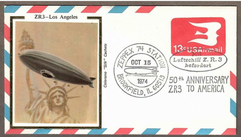 US # UC47 for 50th Anniversary ZR3 to USA - Zeppex 74 Postmark - I Combine S/H