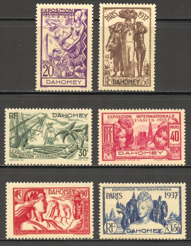 Dahomey Scott 101-06 Unused VLHOG - 1937 Paris Intl Exposition Set - SCV $11.60