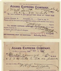 USA 1896-97 two Adams Express COD