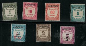 Andorra French 1931-1933 SC J9-J15 Mint Set 