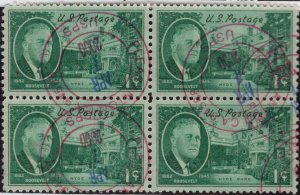 Scott 930 FDR's Little White House  - Used Block, Circular Cancel