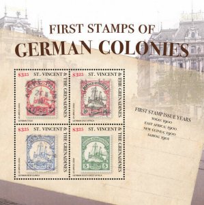 St. Vincent 2016 - First Stamps of German Colonies - Sheet of 4 Stamps - MNH