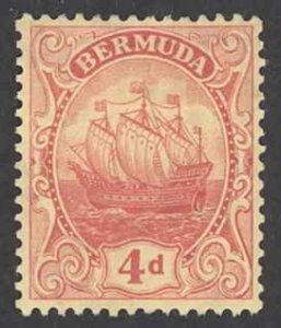 Bermuda Sc# 46 MH 1919 4p red, yellow Caravel