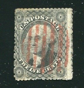 36 Washington 12¢ used Stamp Red Grid Cancel Perf 15 1/2 Used