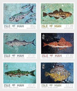 Isle of Man IOM 2024 Europa CEPT Fishes Marine Mosaics set of 6 stamps MNH