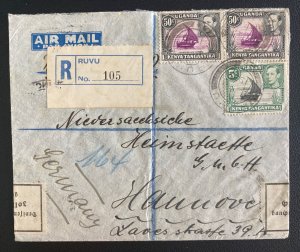 1939 Ruvu Airmail Registered Airmail Cover To Hannover Germany