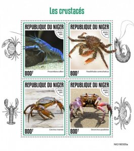 NIGER - 2019 - Crabs - Perf 4v Sheet - Mint Never Hinged