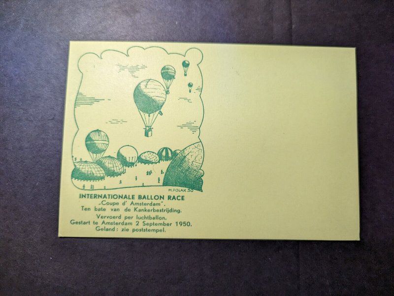 1951 Norway Postcard Cover Oslo to Rotterdam Netherlands Balloon Race