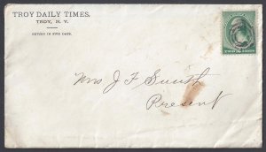 US 1880's TROY NEW YORK THE DAILY TIMES COVER LETTER & INVOICE FOR WEEKLY SUBSCR
