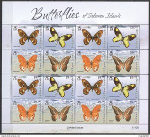 2012 Solomon Islands Butterflies Fauna #1451-54 ! Unique Sh ** Ls0925