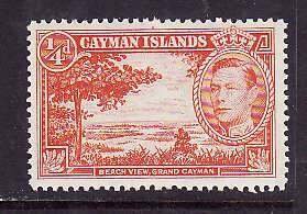 Cayman Is.-Sc#100- id9-unused  hinged  1/4p KGVI-Beach View-1938-43-