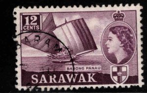 SARAWAK Scott 203 Used QE2 Sailboat stamp