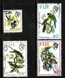 Fiji-Sc#314-15,317,320- id9-four used-Birds-Flowers-1971-2-