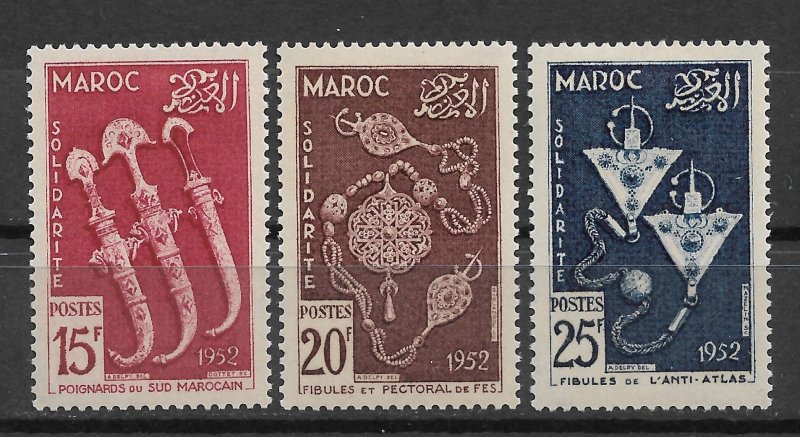 French Morocco 1953, Daggers, Brooches, Antique Art, Scott # 285-287,VF MLH*OG