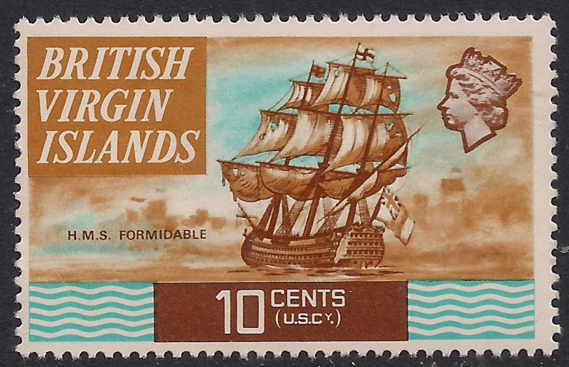 British Virgin Islands 1970 – 74 QE2 10ct HMS Formidable Umm SG 248 ( J217 )