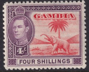 Sc# 141 British Gambia 1938 - 1946 KGVI & Elephant 4/ MLH issue CV $21.00