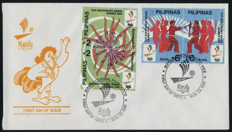 Philippines 2111a,3a.3b,3c on FDC's - Southeast Asian Games, Gymnastics