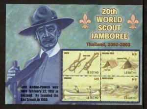 Lesotho 2002 - Boy Scouts - Sheet of 4 Stamps - Scott #1316 - MNH