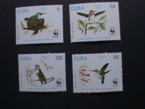 ​CUBA-1992 SC# 3428-31 WORLD WILDLIFE FUND WWF-LOVELY BIRDS MNH-VERY FINE