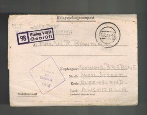 1943 Germany Stalag 8B POW Prisoner of War Letter Cover to Australia W Bowman